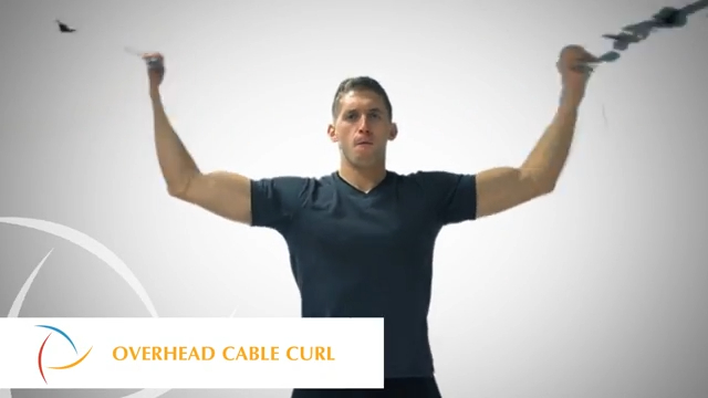 Curl de bíceps por encima de la cabeza en polea