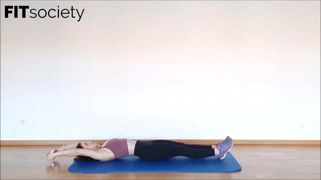 Dumbbell Roll Up Crunch Trim