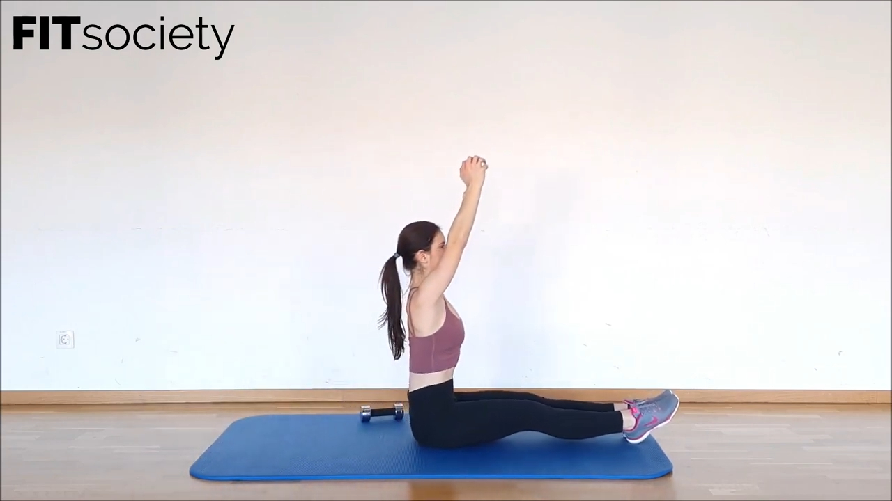 Dumbbell Roll Up Crunch Trim