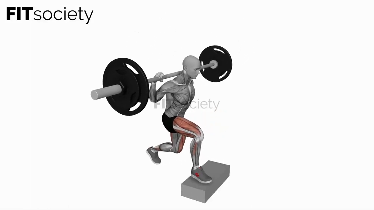 Barbell Rear Lunge On Box