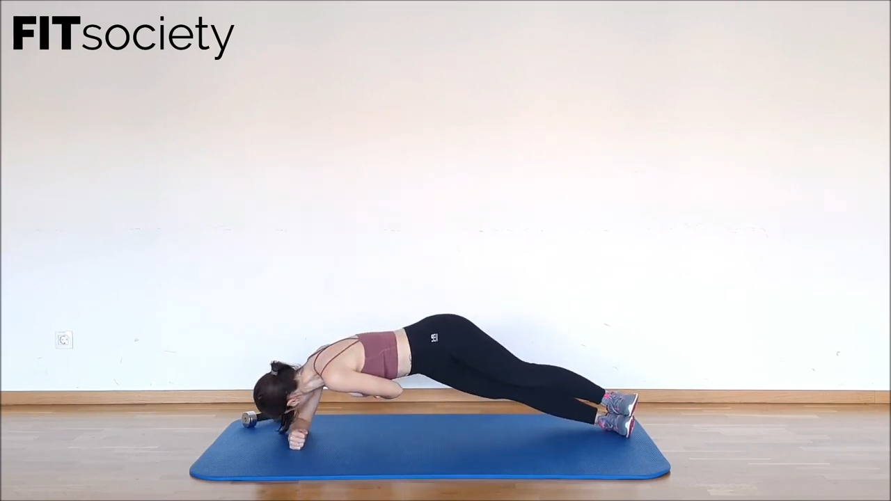 Seitliche Plank-Rotation mit Kurzhantel