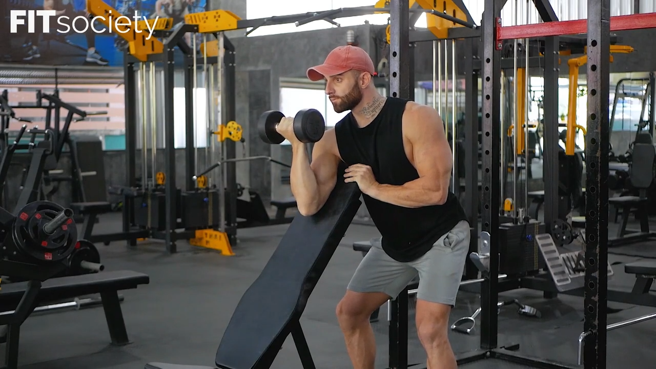 Dumbbell Preacher Curl Single Arm