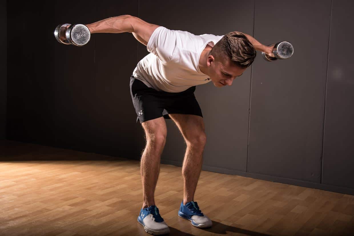 Standing Bent-Over Dumbbell Reverse Fly