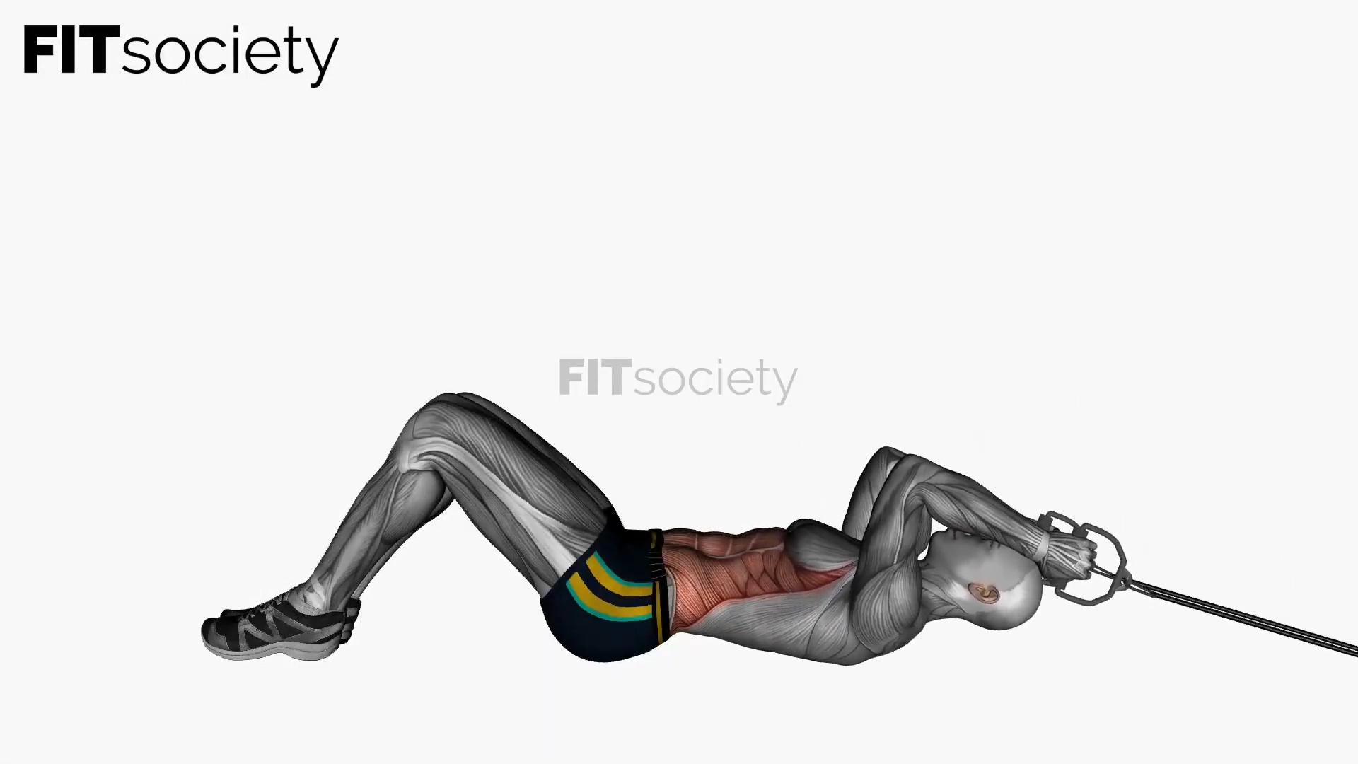 Abdominales tumbado con banda de resistencia