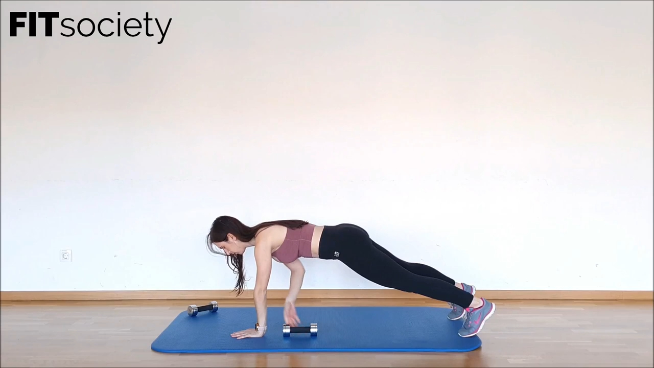 Dumbbell Plank Drag