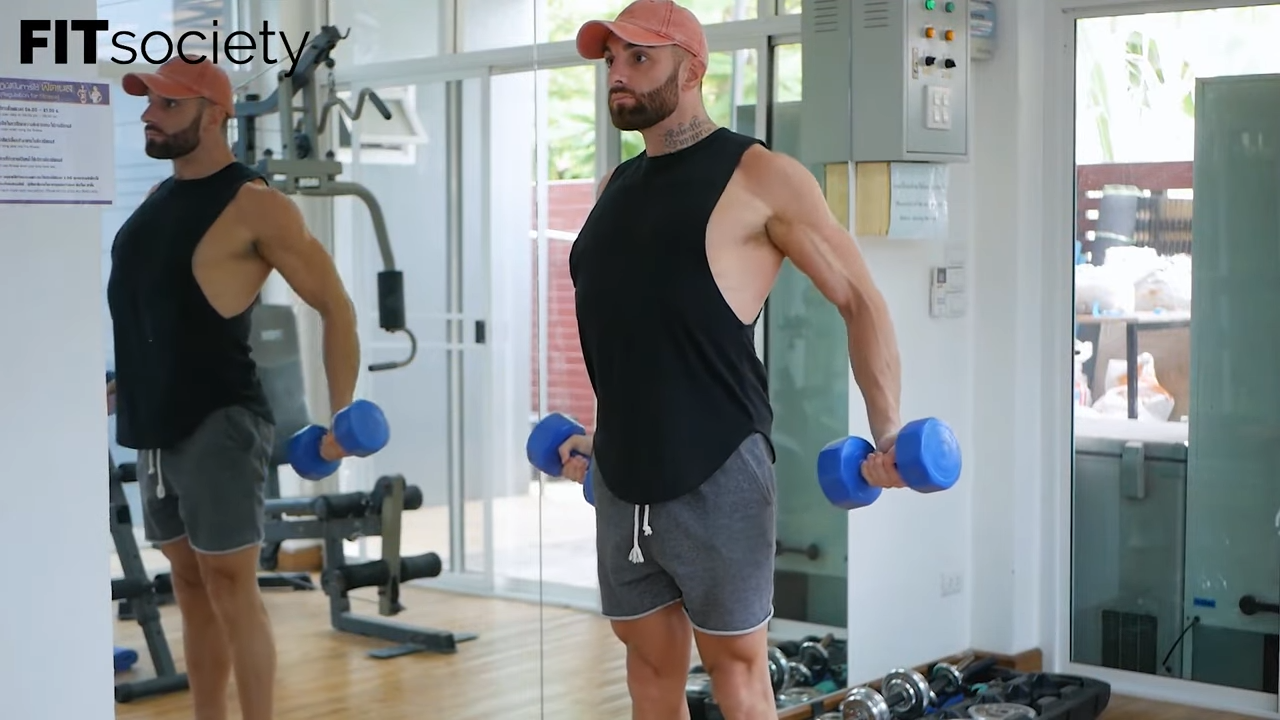 Dumbbell Standing Upper Chest Flyes