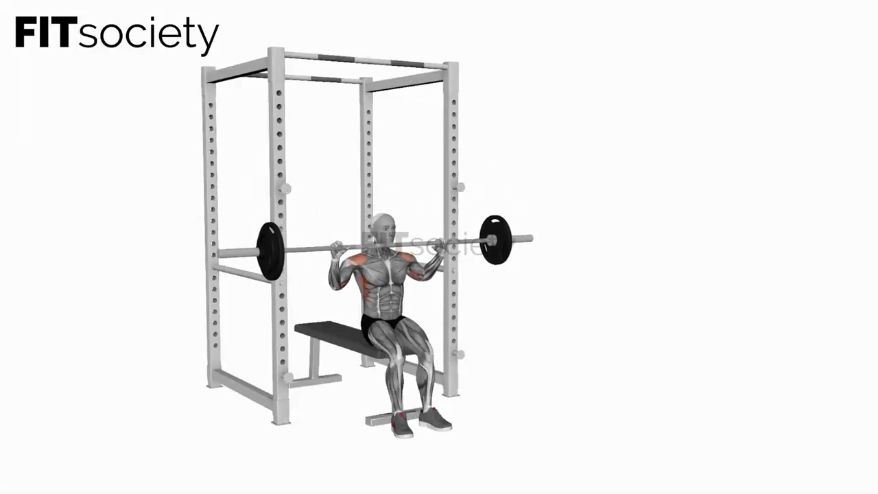 Barbell Seated Military Press Front of Rack