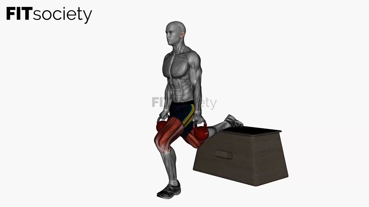 Kettlebell Bulgarian Split Squat Right