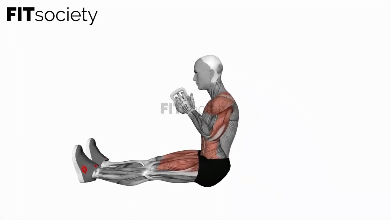 Sit-up avec poussée au-dessus de la tête avec kettlebell
