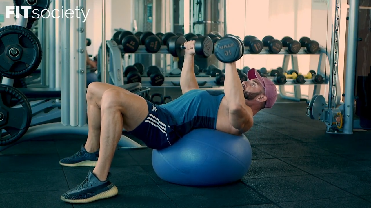 Dumbbell Press - Stability Ball