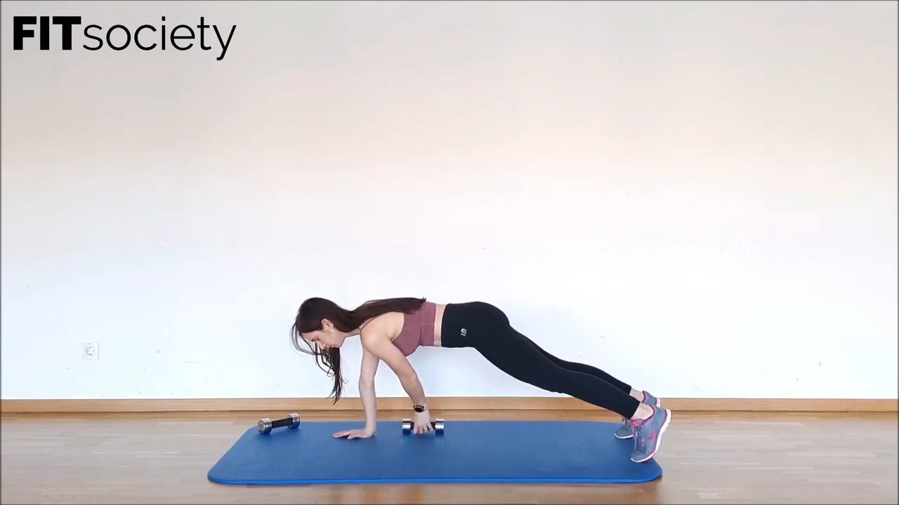 Dumbbell Plank Drag