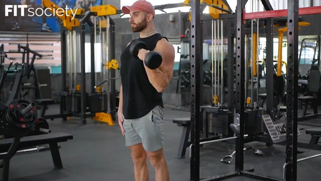 Curl rotatorio con mancuerna a un brazo