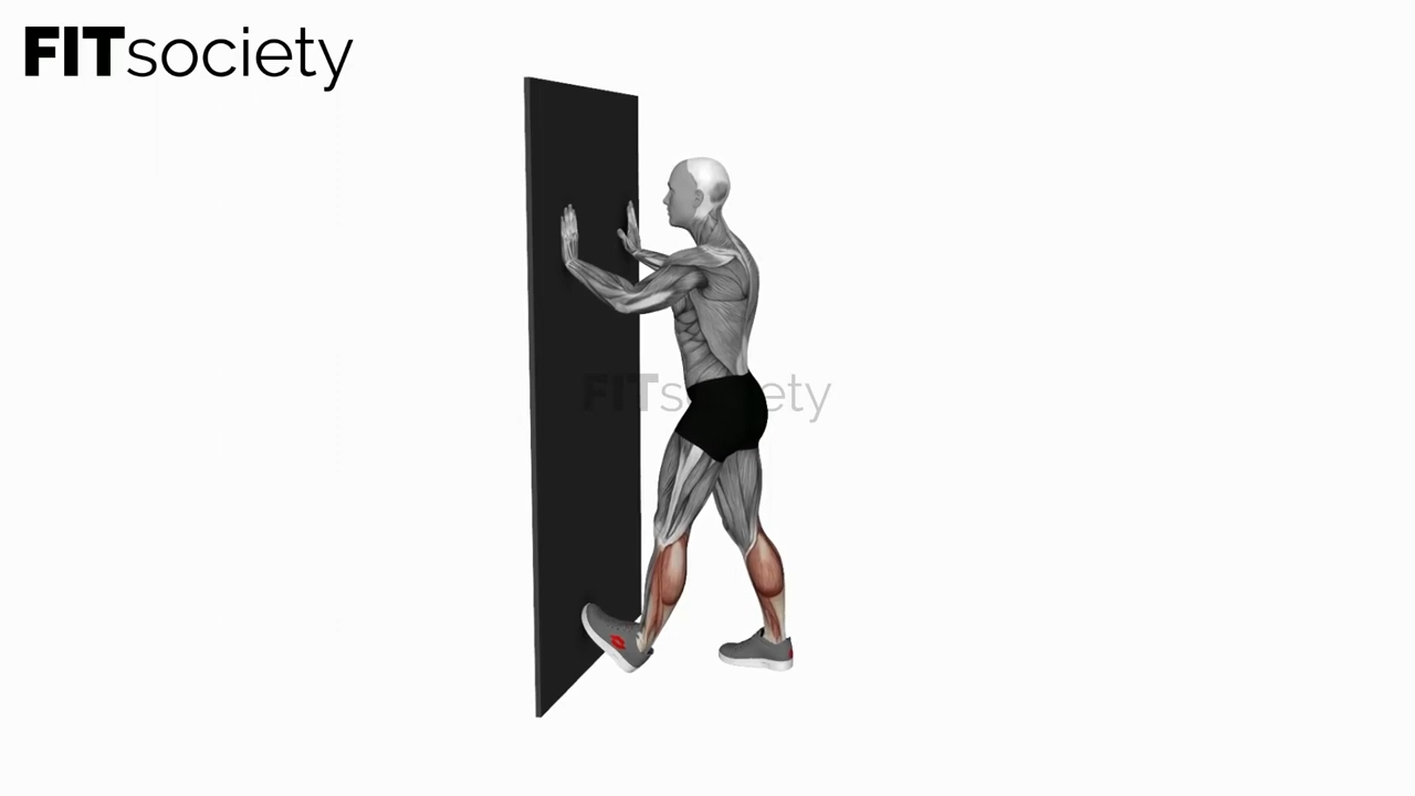 Calf Push Stretch With Hands Against Wall V.2