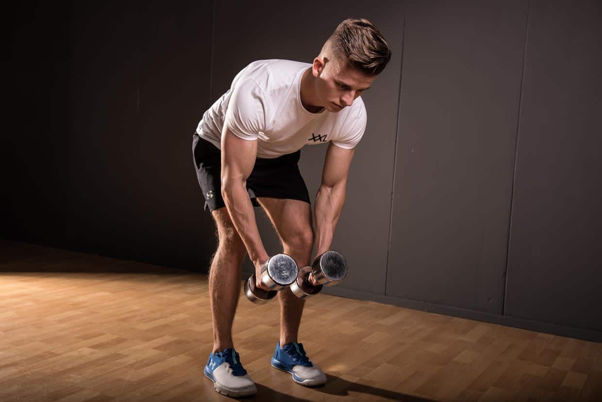 Standing Bent-Over Dumbbell Reverse Fly