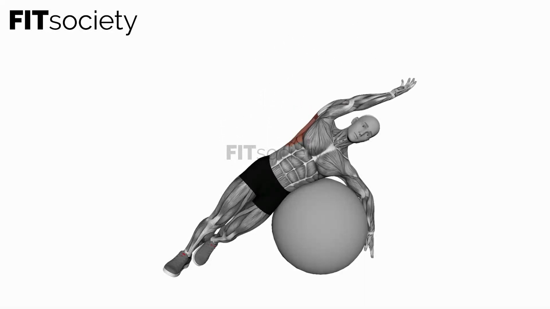 Exercise Ball Lying Side Lat Stretch