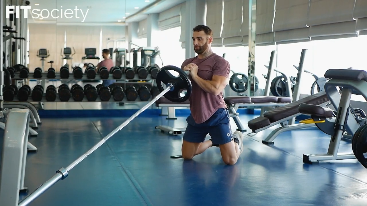 Kneeling 2 Hand Landmine Press