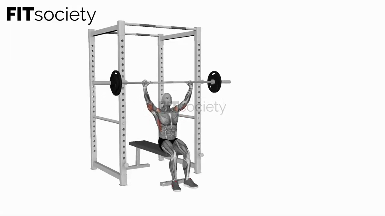 Barbell Seated Military Press Front of Rack