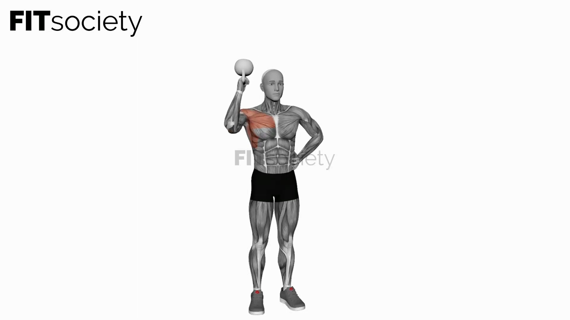 Press de hombro unilateral de pie con kettlebell en posición bottoms up