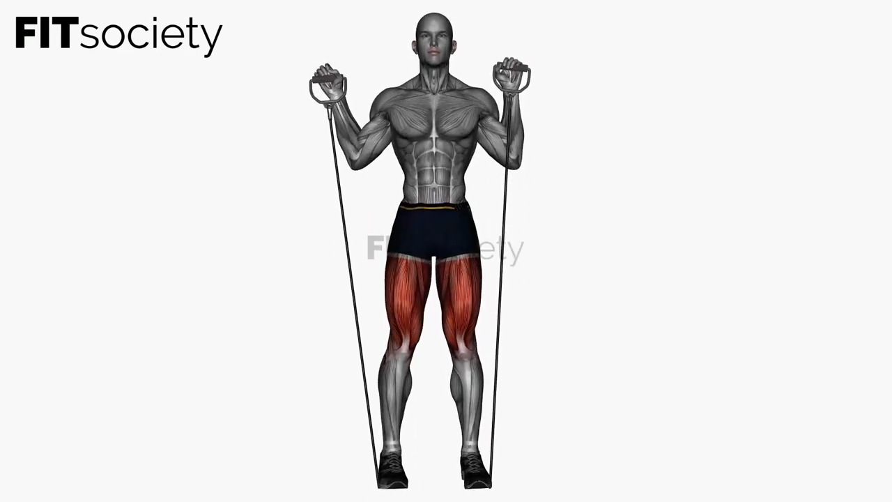 Narrow Stance Squats With Resistance Band
