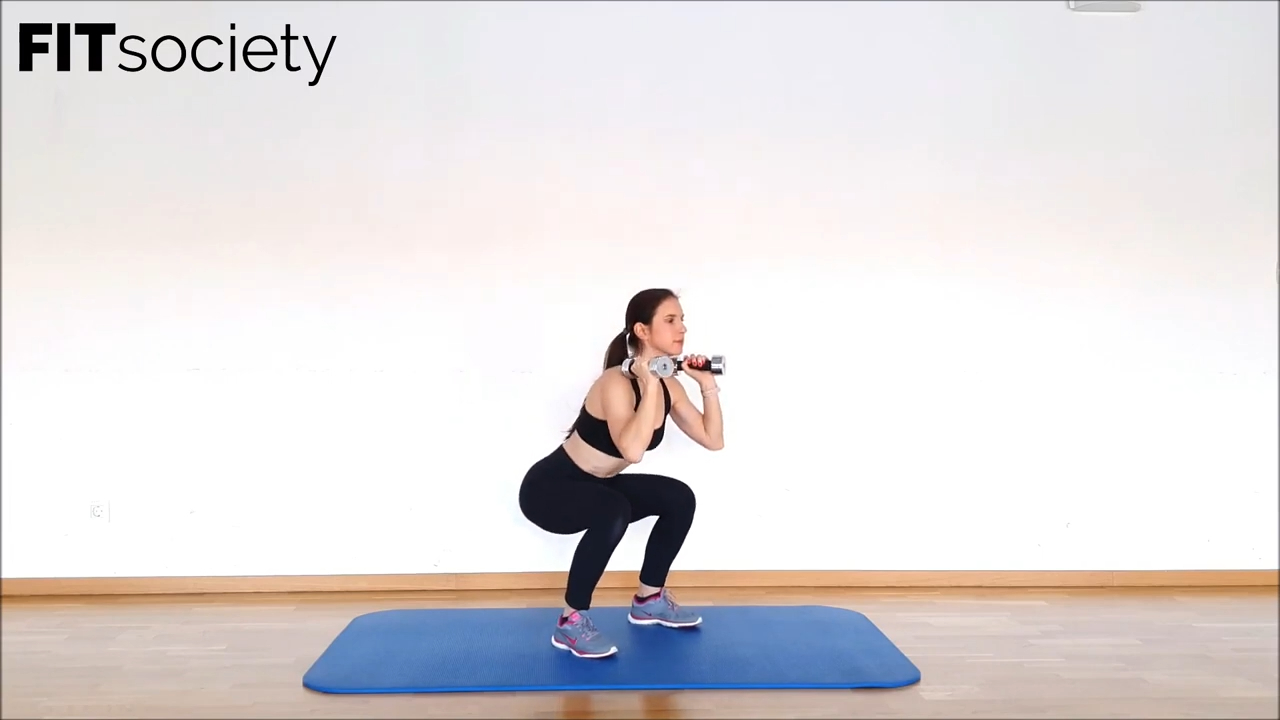 Squat thrust con mancuernas