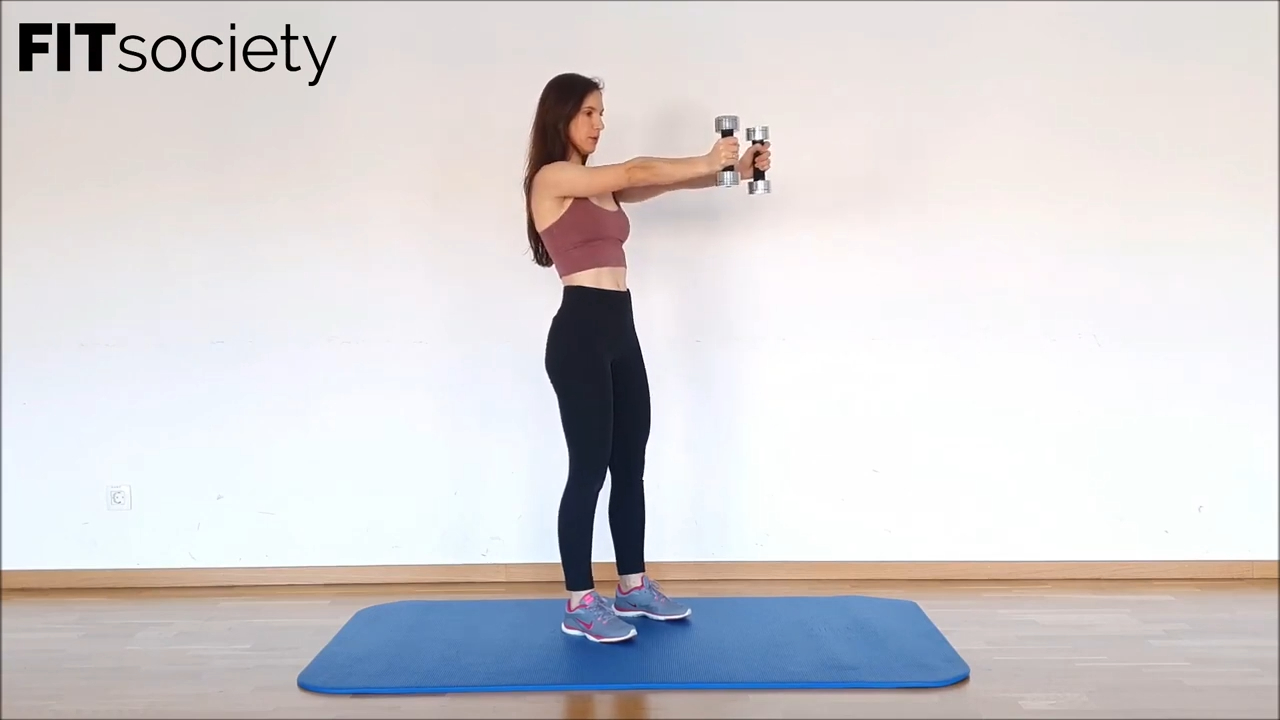 Rowing horizontal debout avec haltères