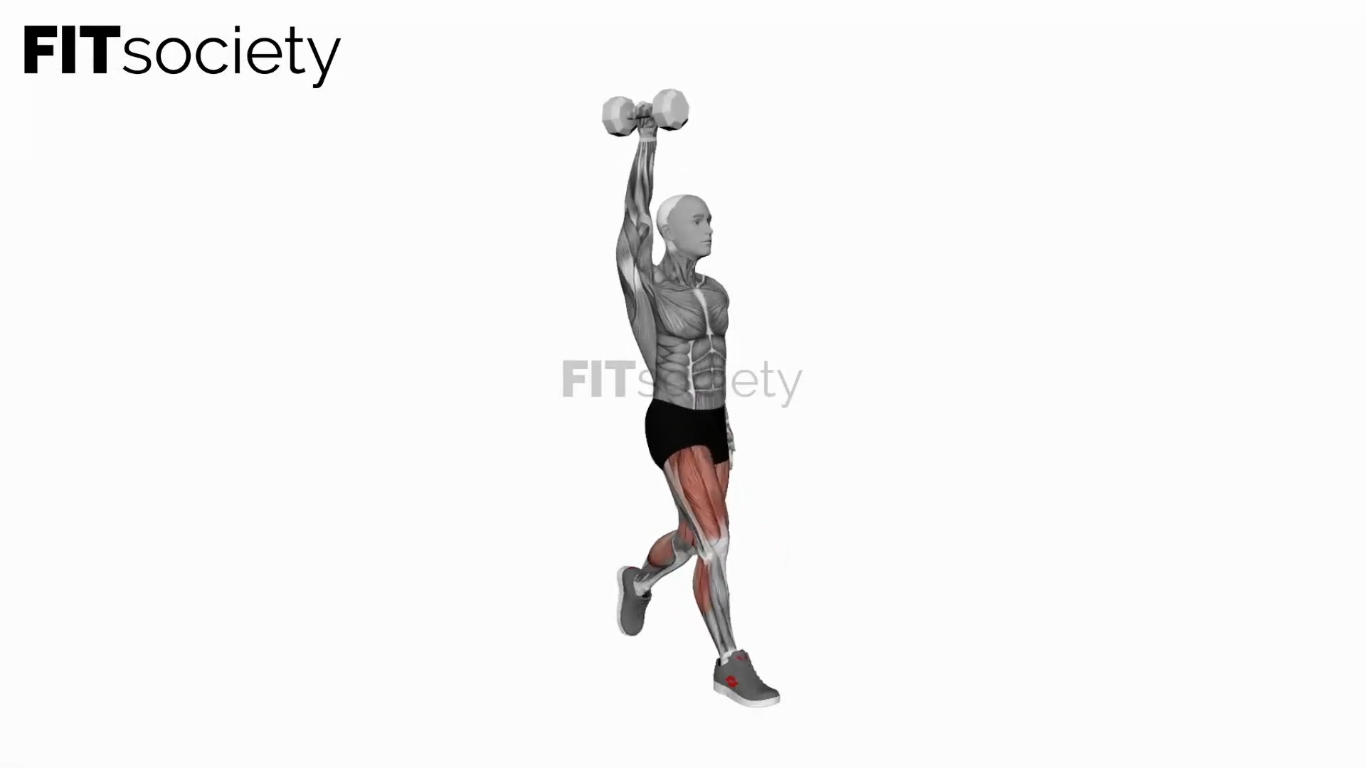 Fente au-dessus de la tête à un bras avec kettlebell