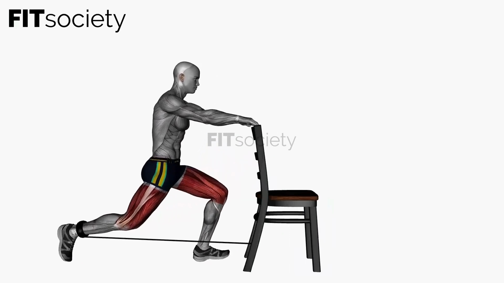 Chair Back Lunge Right Resistance Band