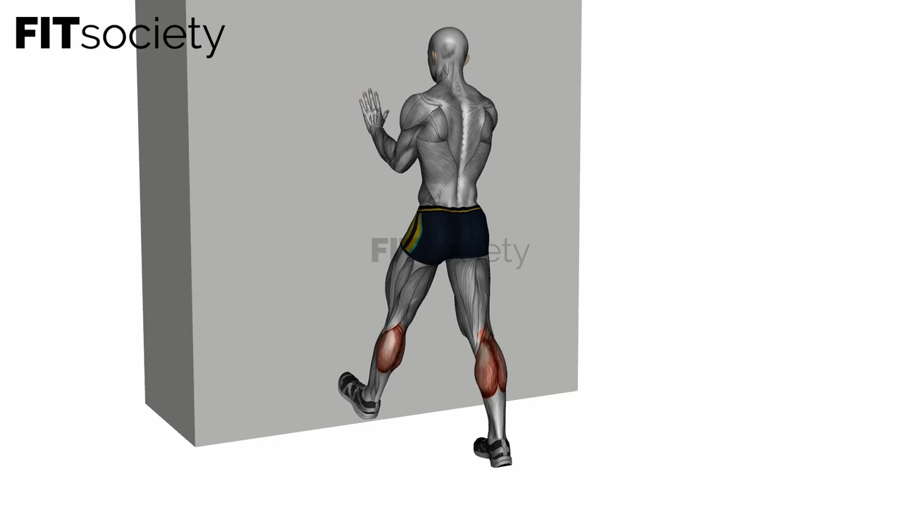 Calf Push Stretch With Hands Against Wall