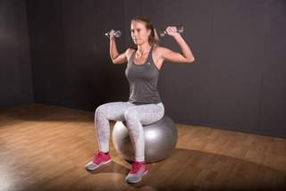 Dumbbell Shoulder Press on Stability Ball