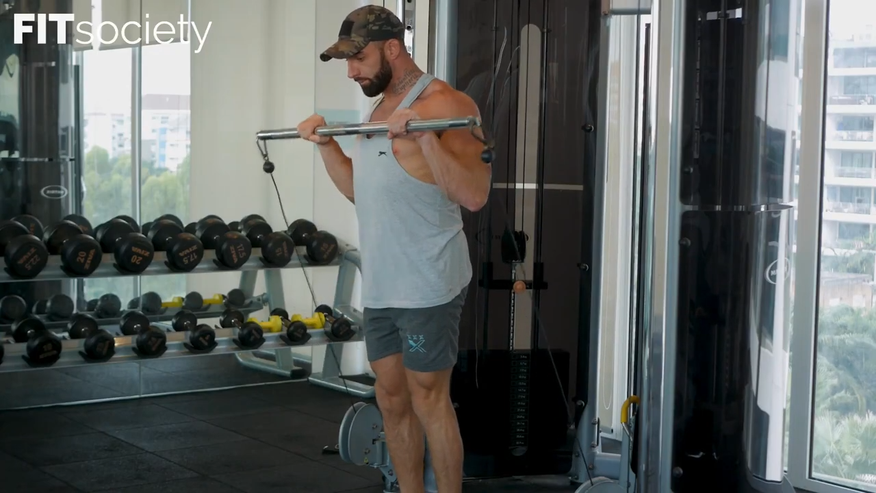 Cable Reverse-Grip Bar Curl