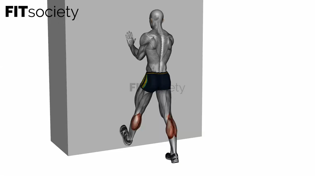 Calf Push Stretch With Hands Against Wall