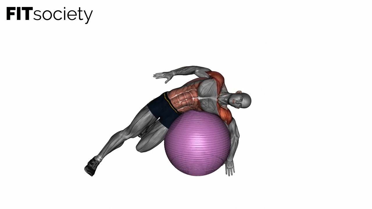 Exercise Ball Lying Side Lat Stretch