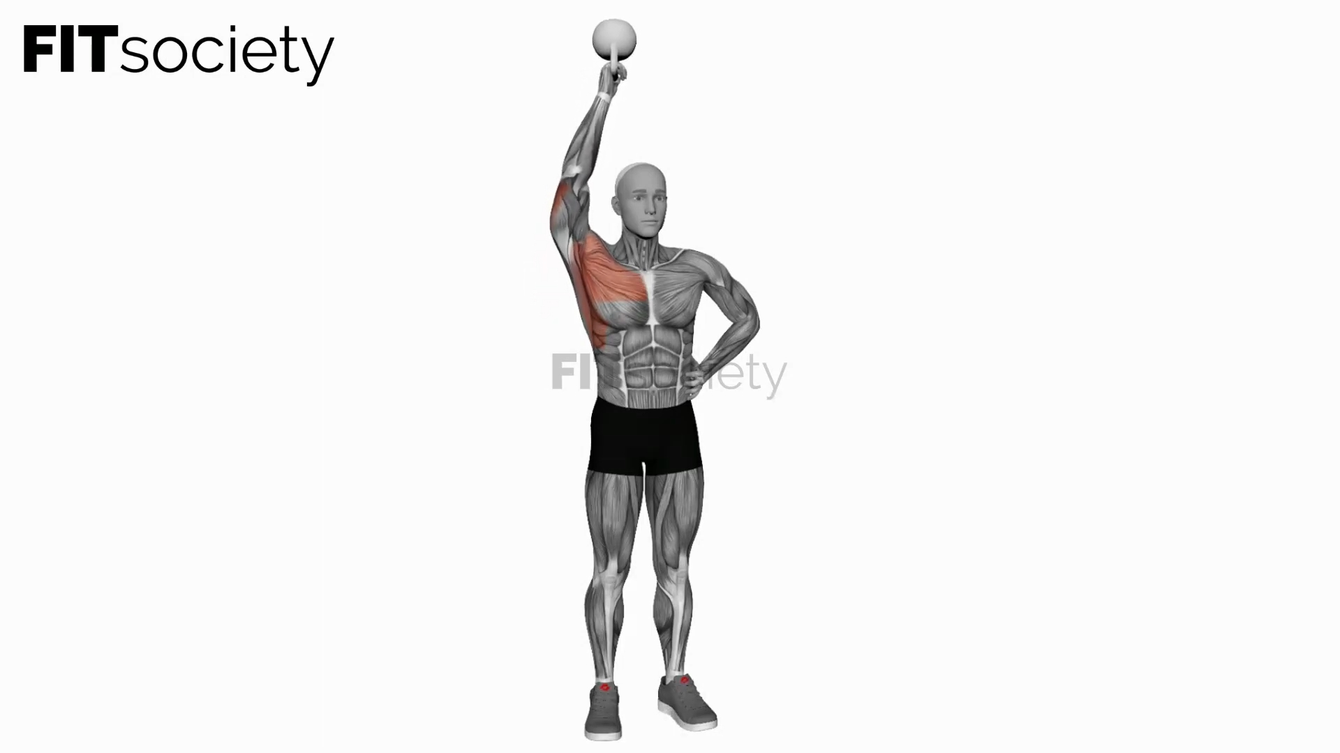 Press de hombro unilateral de pie con kettlebell en posición bottoms up