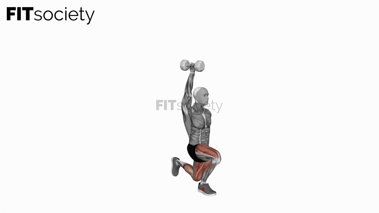 Fente au-dessus de la tête à un bras avec kettlebell