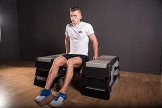 Chest Dip with Bent Knees Between Benches