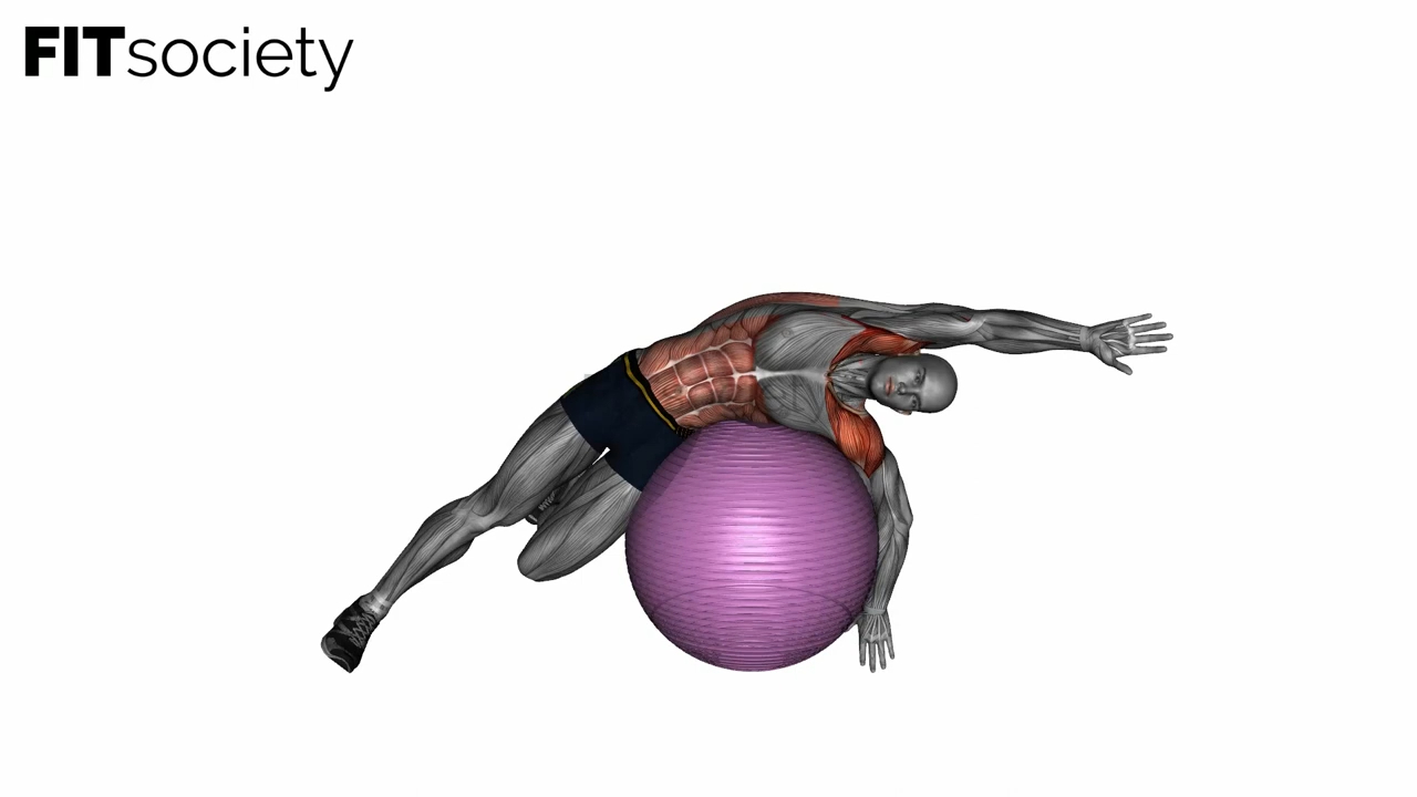 Exercise Ball Lying Side Lat Stretch