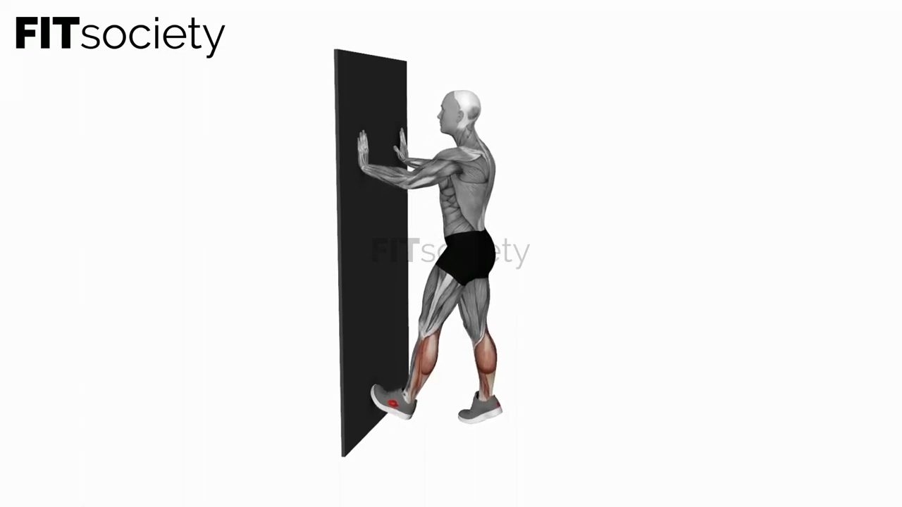 Calf Push Stretch With Hands Against Wall V.2