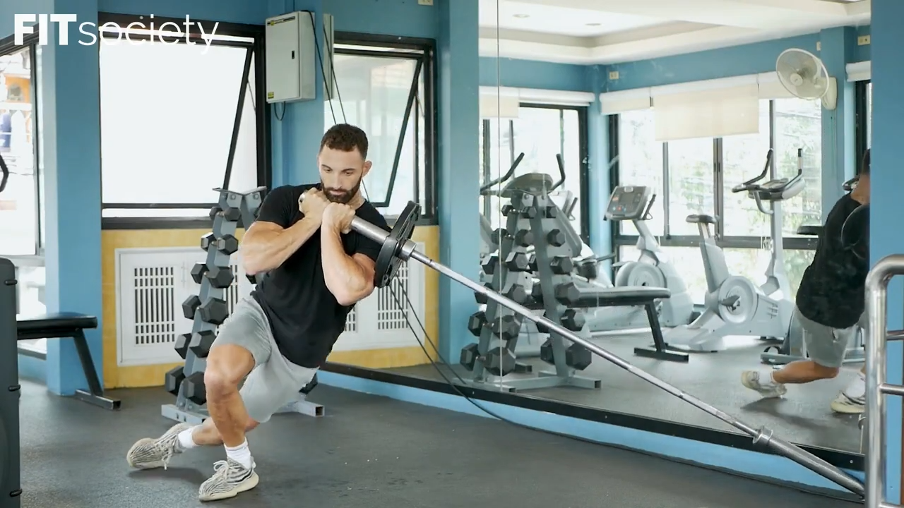 Landmine Curtsy Lunge