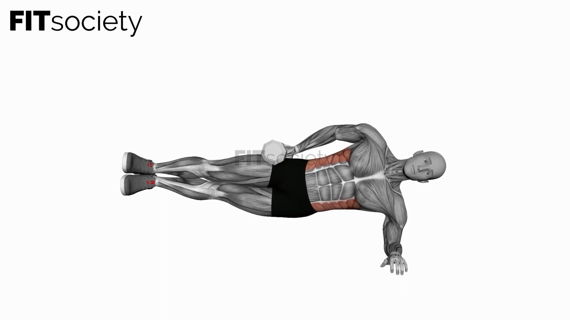 Seitliche Plank-Raises mit Kurzhantel