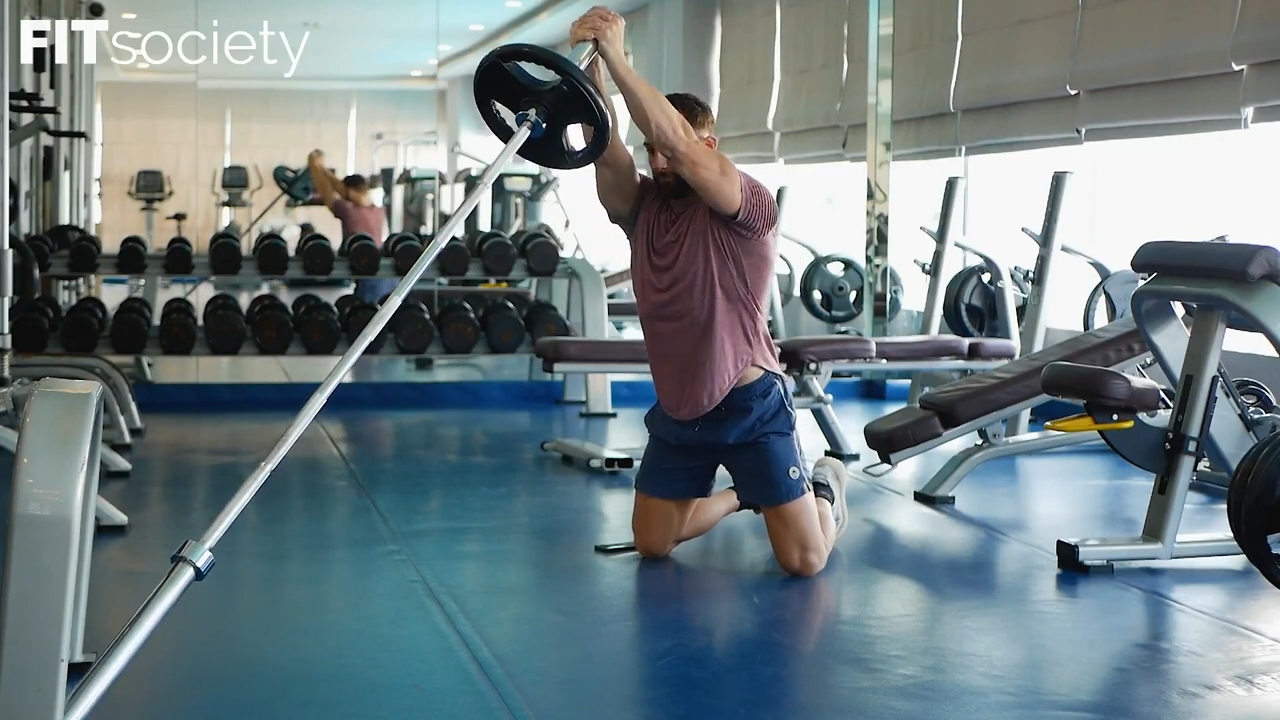 Kneeling 2 Hand Landmine Press