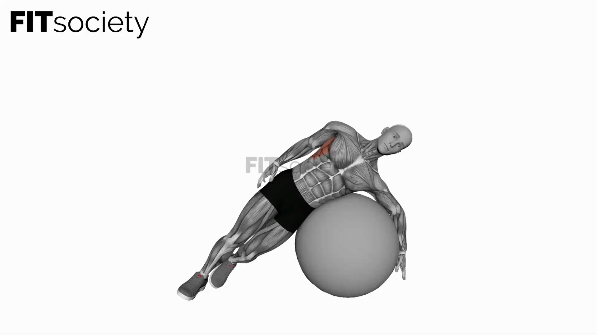 Exercise Ball Lying Side Lat Stretch