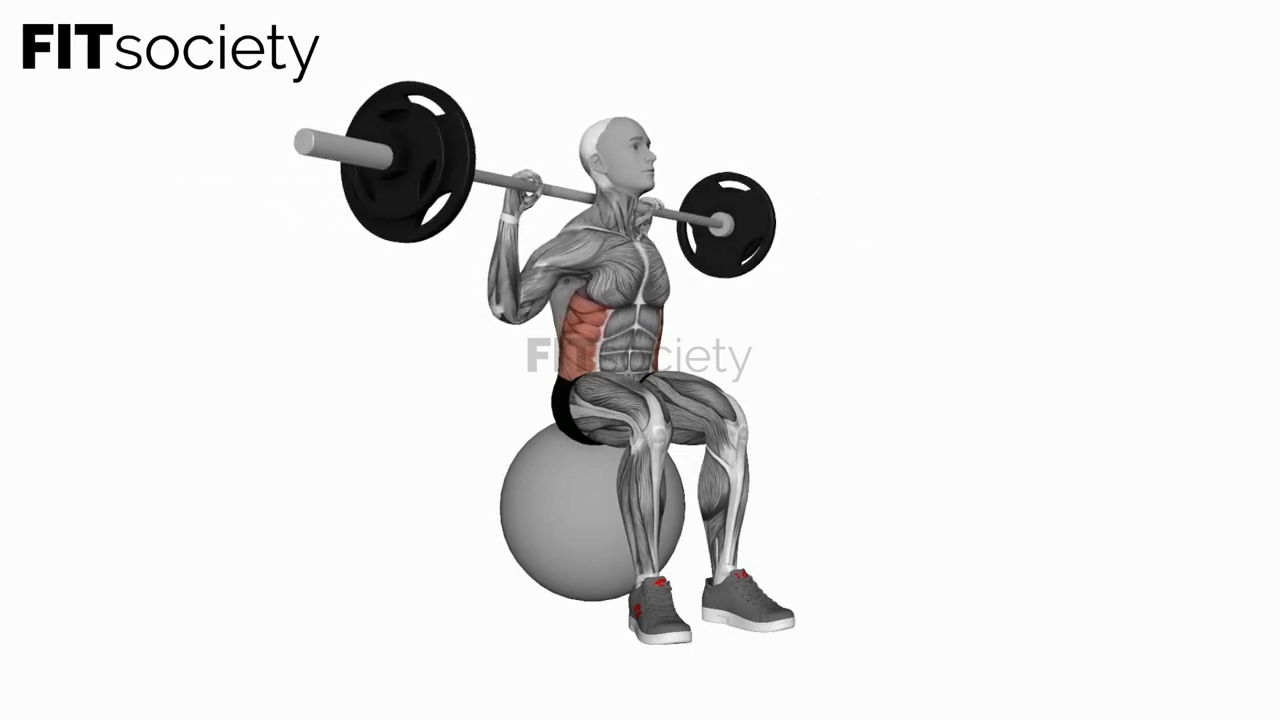 Barbell Seated Twist On Exercise Ball