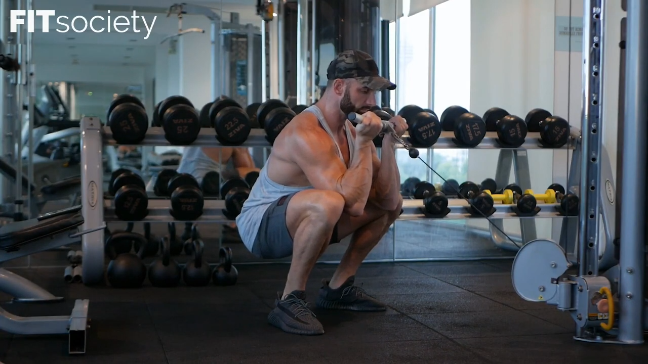 Cable Squat Bicep Curls