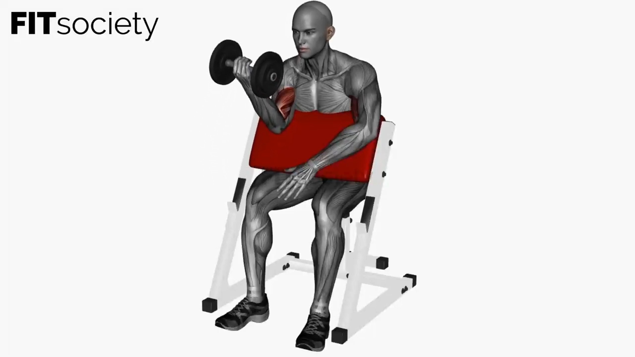 Curl predicador unilateral con mancuerna